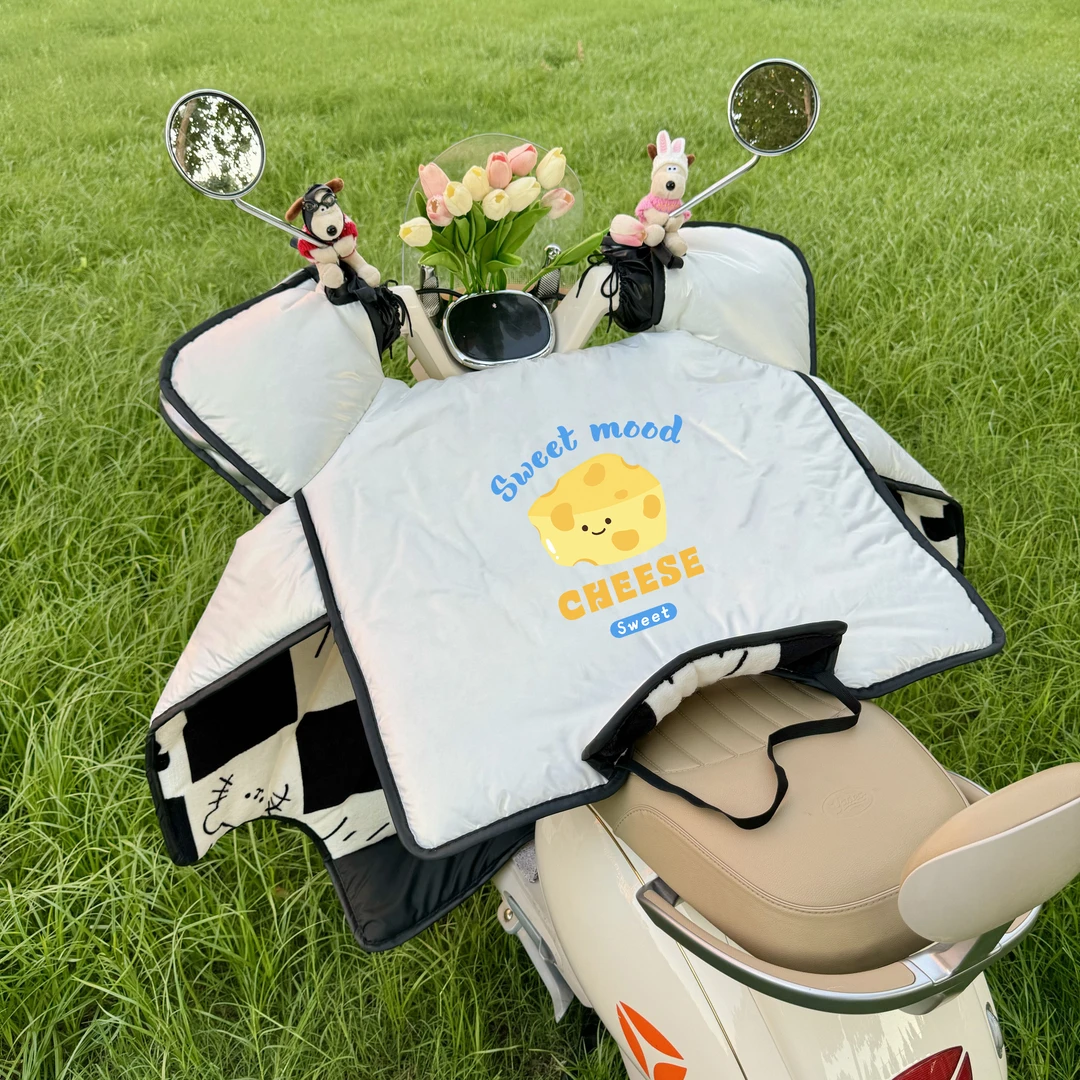 电动车挡风被冬季防寒罩法兰绒护膝加厚防风防水罩电瓶摩托车通用