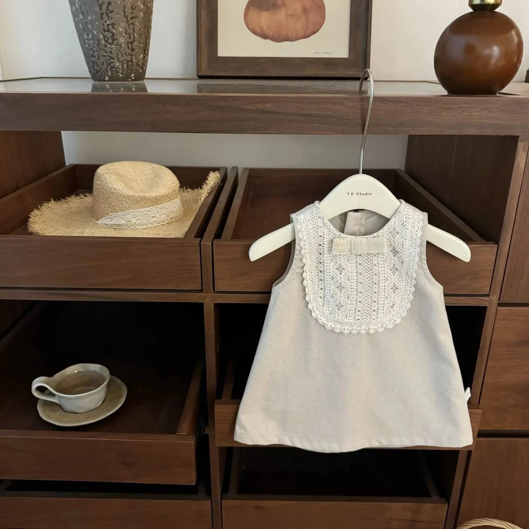 【大小时光】老钱风！原创女宝宝小香风法式高级感亚麻周岁礼服裙