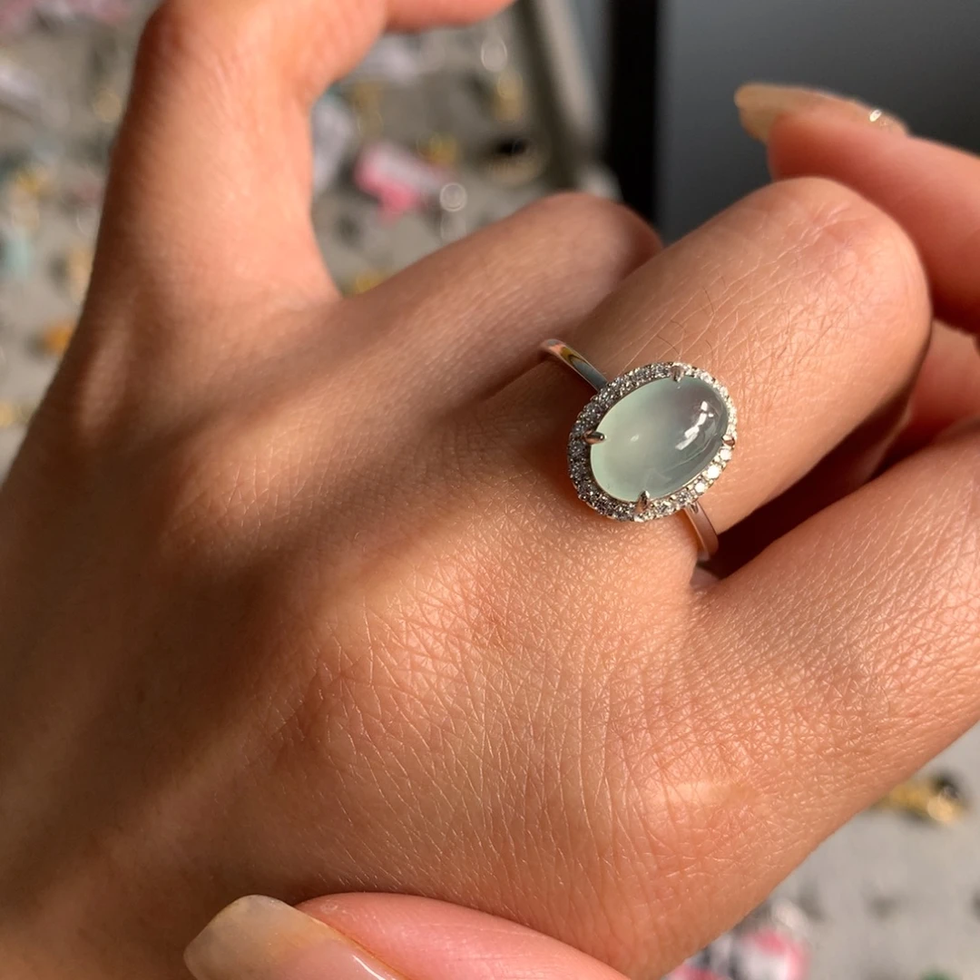 翡翠银S925镶嵌颈饰戒指