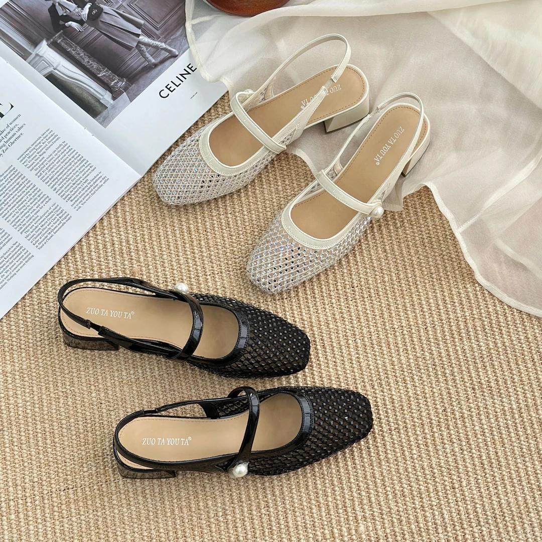 高品质bing方头小粗跟凉鞋988-3【7788桃子1】