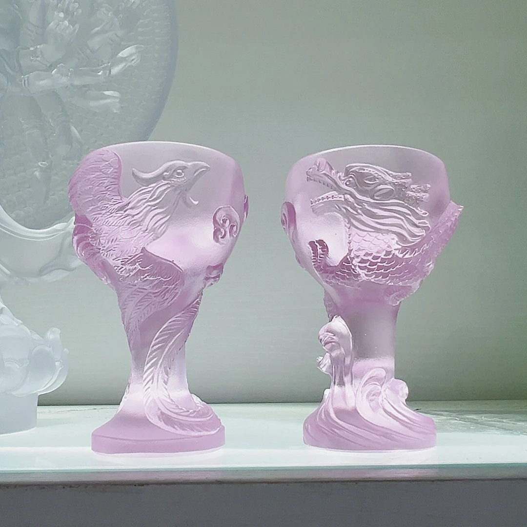 【闪购商品】手工艺品琉璃龙凤对杯