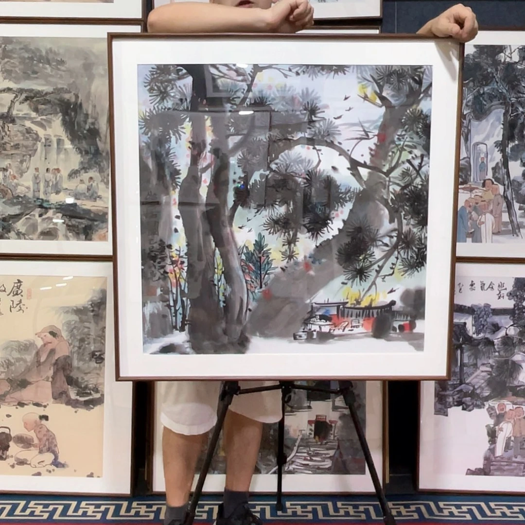 国画手绘画作品带框80/80