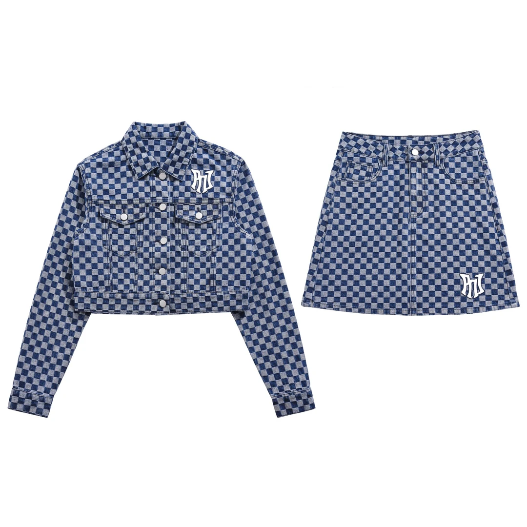 PNJ贝雯棋盘格潮流百搭时尚牛仔套装PK3H169676