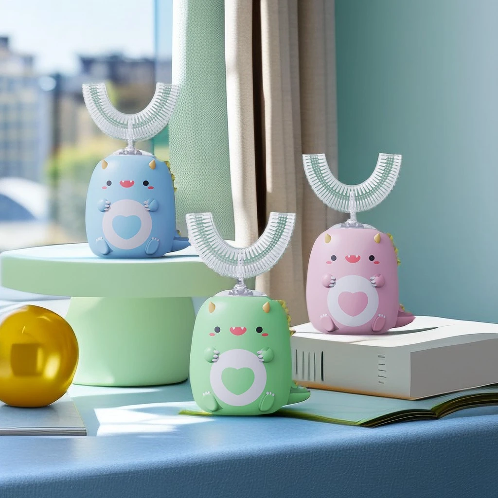 儿童U型电动牙刷2-6-12岁宝宝口含式食品级硅胶刷头u形洁牙器