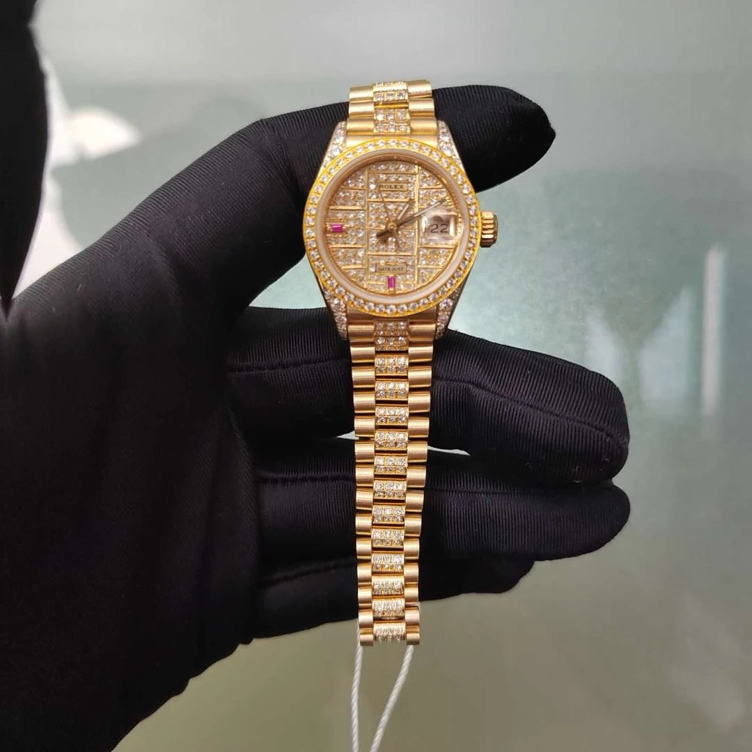 99新 Rolex/劳力士 日志女表-自动机械--18k金满天星盘-26mm