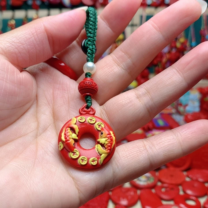 天然辰砂工艺品朱砂钥匙扣