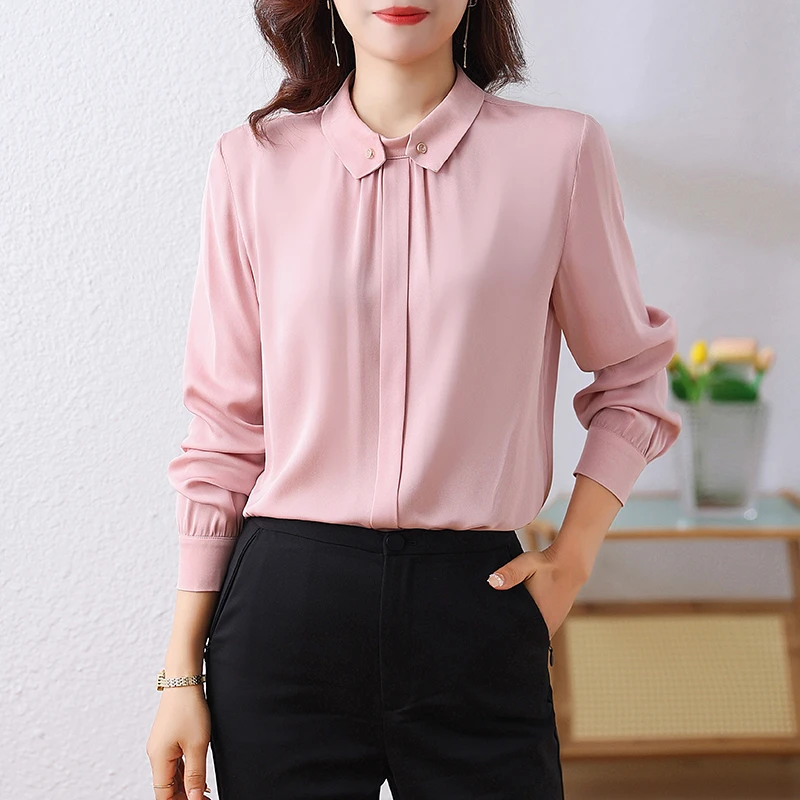 春季桑蚕丝衬衫气质简约长袖