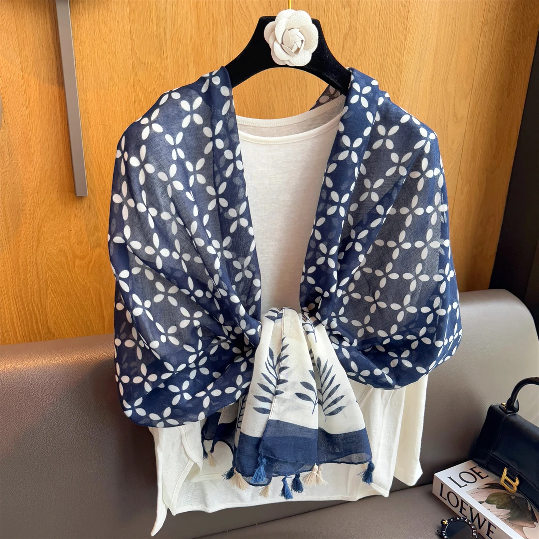 culv春夏季新款棉麻围巾女空调房外搭披肩多功能旅游拍照防晒丝巾