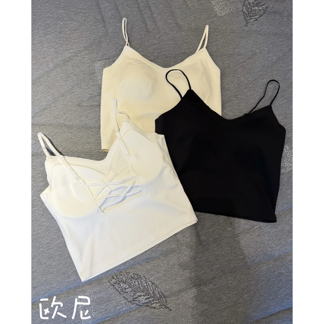 欧尼私服 2025夏法式小吊带背心外穿美背带胸垫2505C2536