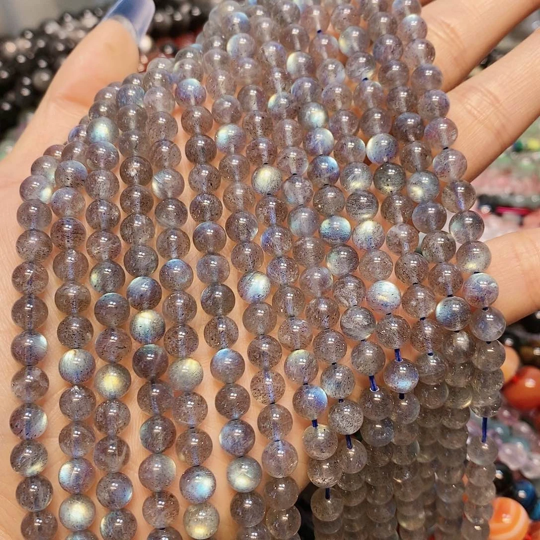 玛瑙/玉髓散珠天然高品灰月光一条6mm