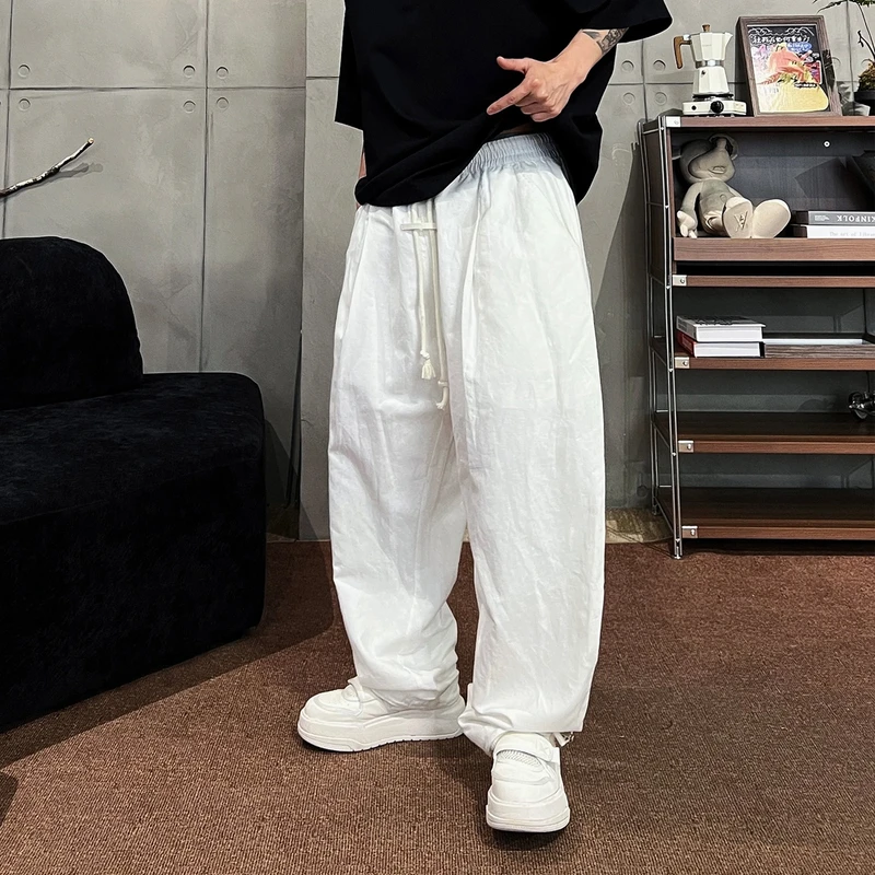 XDZZ二狗25ss夏季极简休闲凉感超薄亚麻弯刀直筒长裤P3998