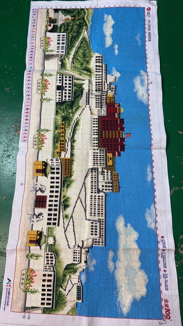 纯手工十字绣成1.48米满绣布达拉宫客厅挂画