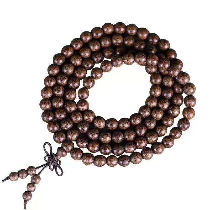 058金丝檀108颗念珠佛珠挂脖绕腕长串