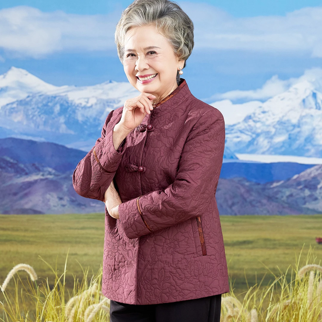 中老年人春秋季女装高档唐装新中式外套老人太太衣服妈妈上衣新款