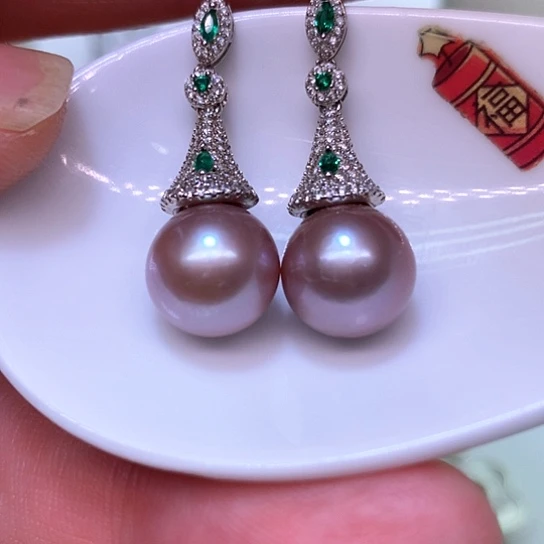 银S925镶嵌淡水珍珠耳饰