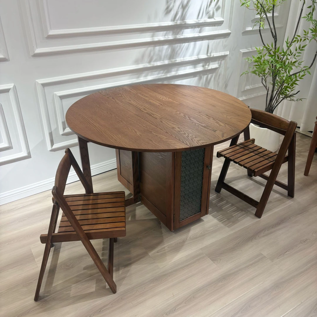 F46 进口北美红橡木简约折叠餐桌小户型专属