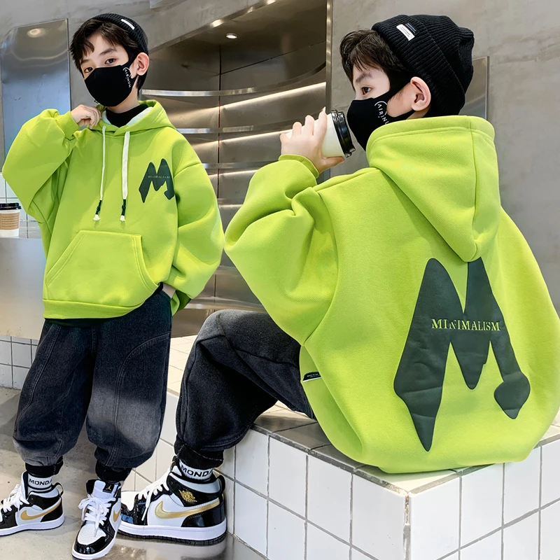 童装男童连帽卫衣大童12-15岁帅气潮牌儿童加绒加厚男孩潮8春秋款