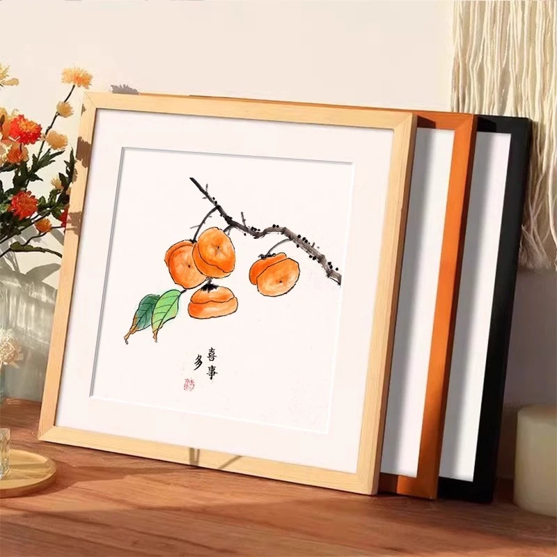 实木正方形相框挂墙38国画画框空框装裱字画书法十字绣裱框50定制