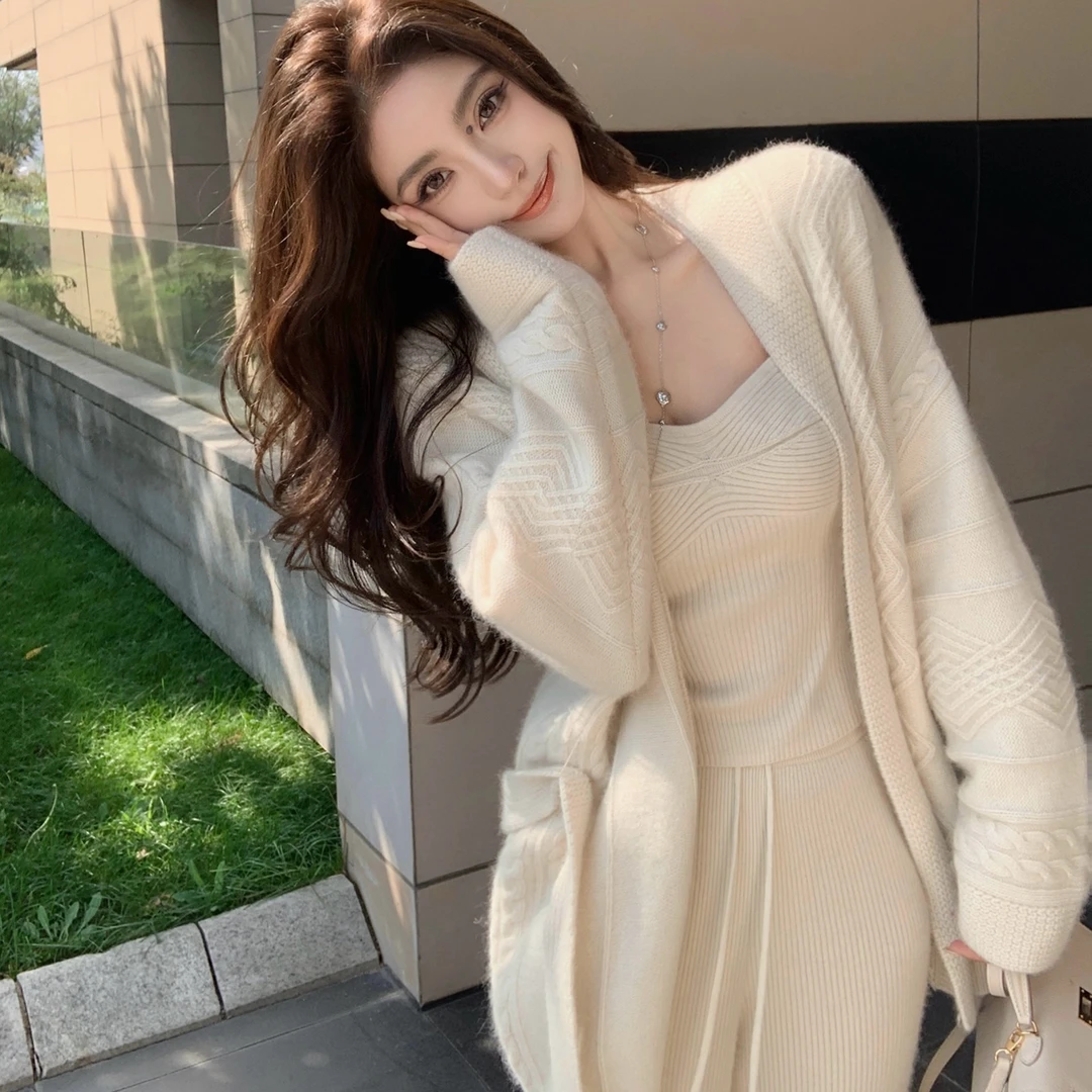 "绒云暖织"高奢羊绒兔毛羊毛纱 750g重磅实穿编花-时尚套装