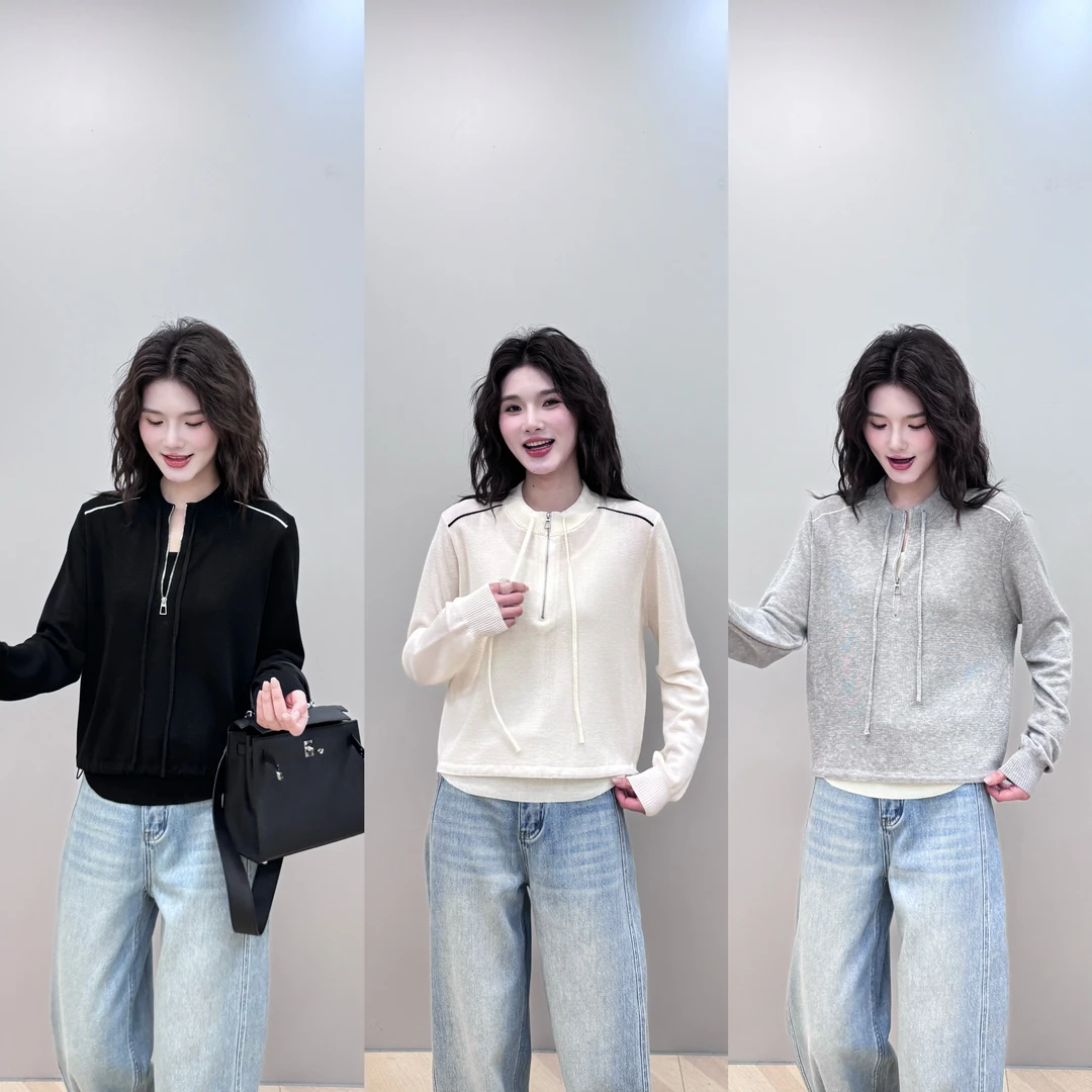【L.P.L meng】2025春款小众设计极简风百搭半拉链休闲上衣（含背心）