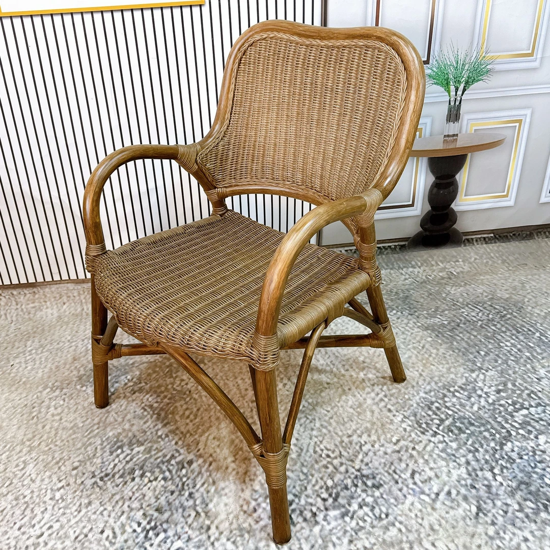 印尼玛瑙藤编椅家用阳台庭院真藤材质喝茶聊天椅办公休闲座椅双11