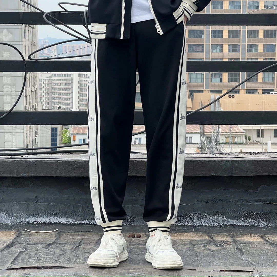 无品牌裤子条纹休闲裤运动束脚夏季裤宽松潮流长裤男士百搭韩版