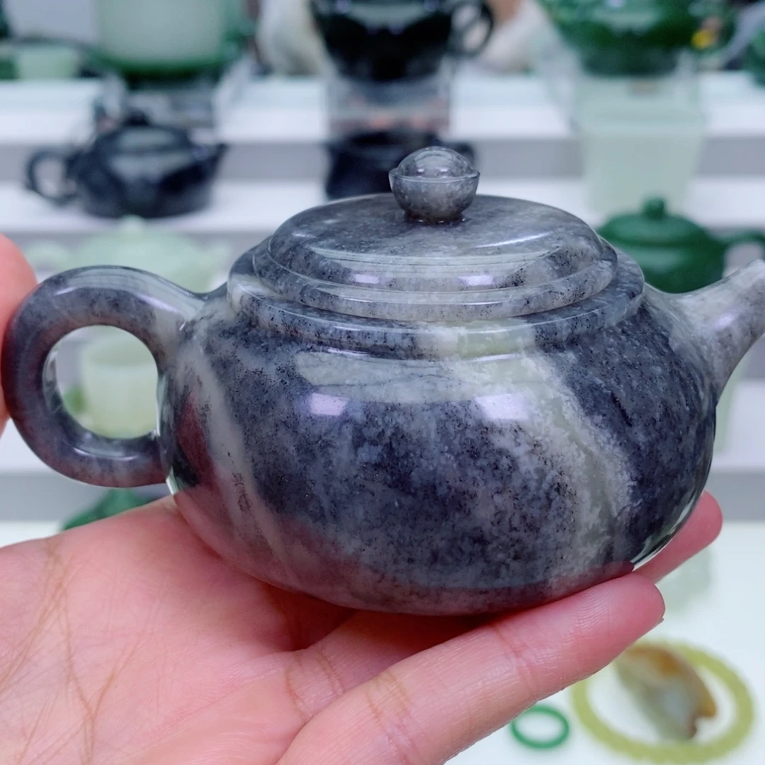 和田玉未镶嵌摆件茶壶