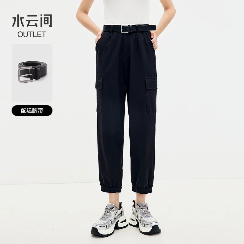 【裤子】水云间黑色收脚裤女工装裤休闲12410370