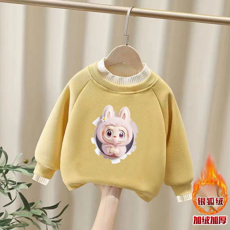 超柔内里假两件卫衣女秋冬加绒新款半高领洋气儿童拉布布休闲上衣