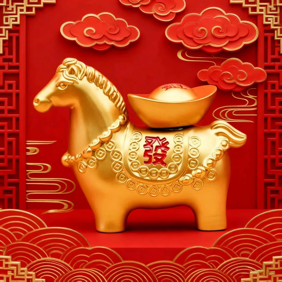 【铜德社】合金新品实心马上发财手把件家居装饰创意摆件工艺品文创