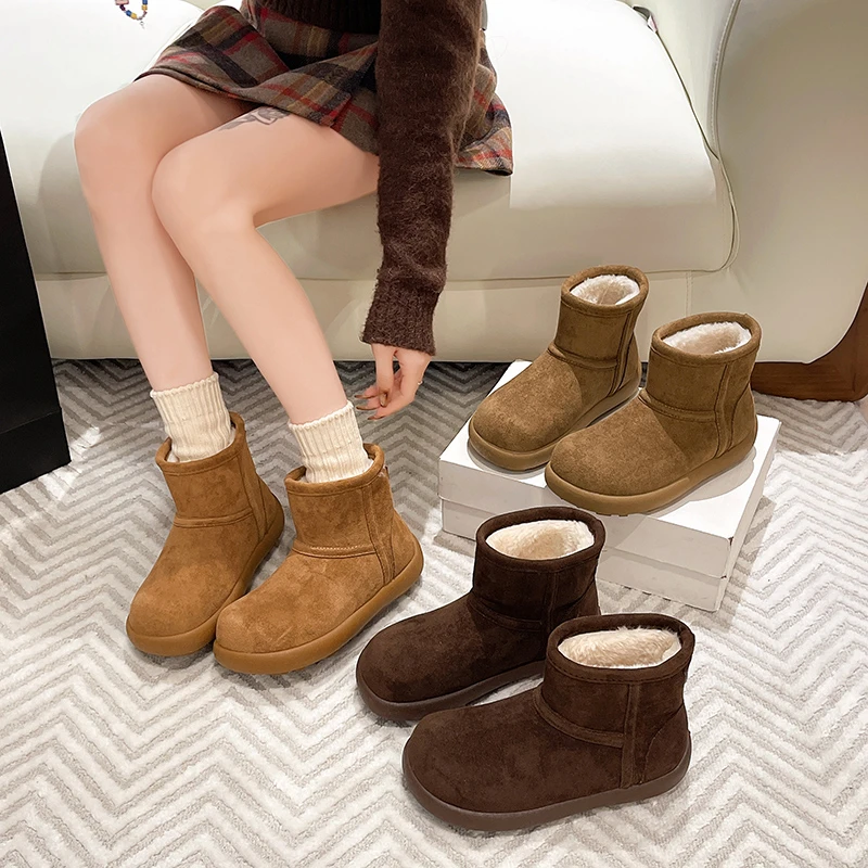 【防水】雪地靴学院风纯色韩版土豆棉鞋女款加绒保暖靴防滑女鞋5092
