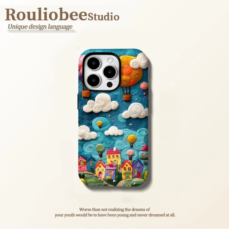 欧克里里艺术油画小屋适用苹果16promax手机壳华为vivo小米15oppo