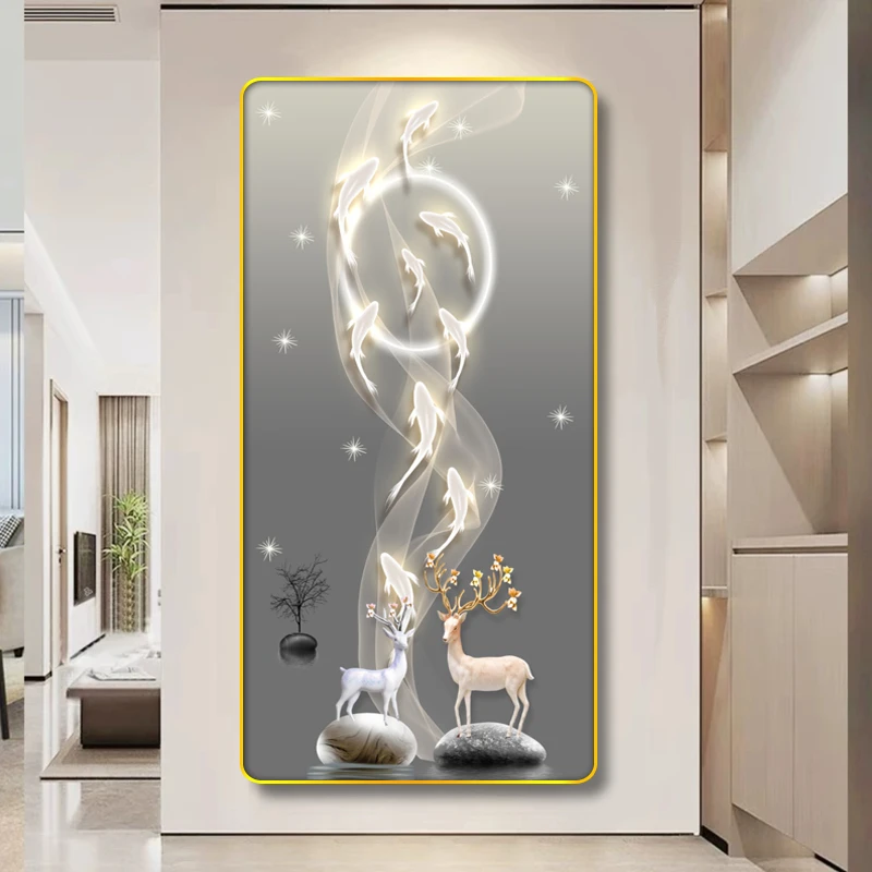 艺潮CL-031九鱼纳福现代玄关装饰画简约客厅走廊过道家居挂画JL