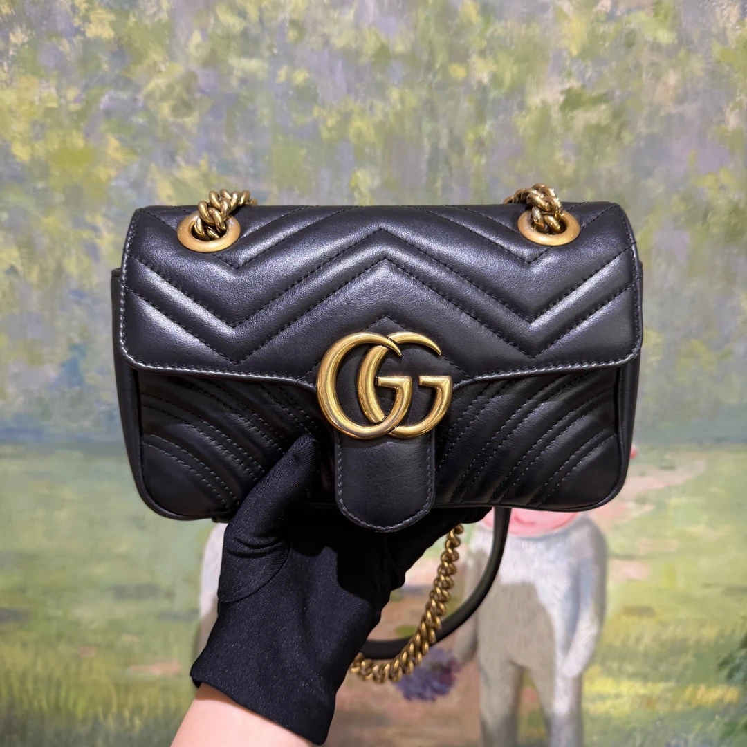 95新 GUCCI/古驰 16055573/KIKIFIFI/黑金22马蒙包