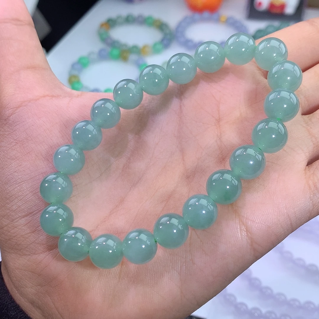 翡翠未镶嵌手链晴绿手串