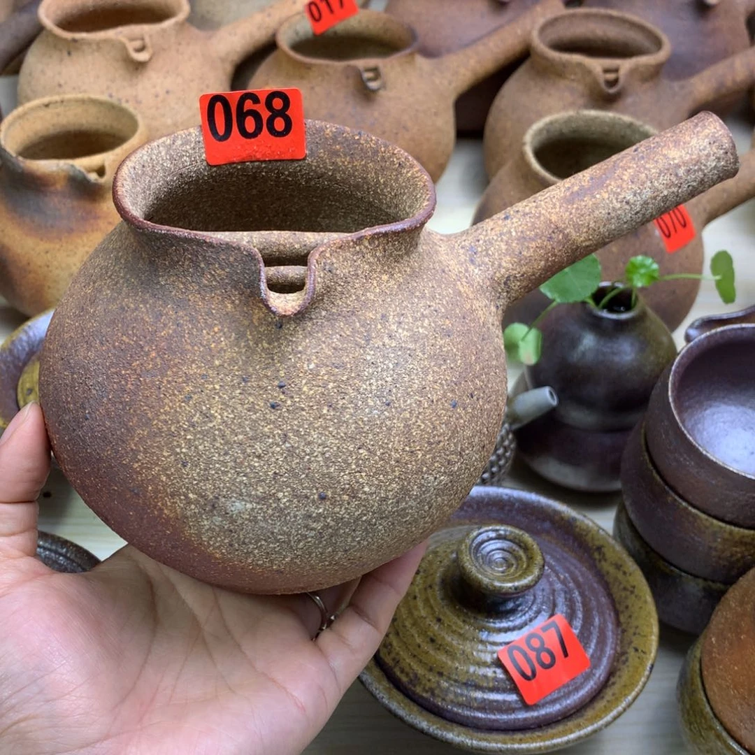 开**斤柴烧粗陶烤茶罐800毫升左右