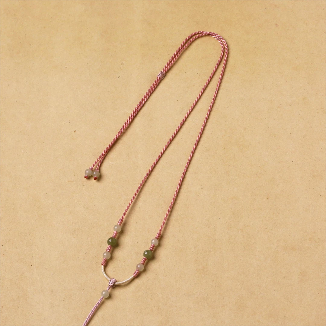 精美和田玉挂件手串绳粉色锁骨链可调节项链吊坠手链139