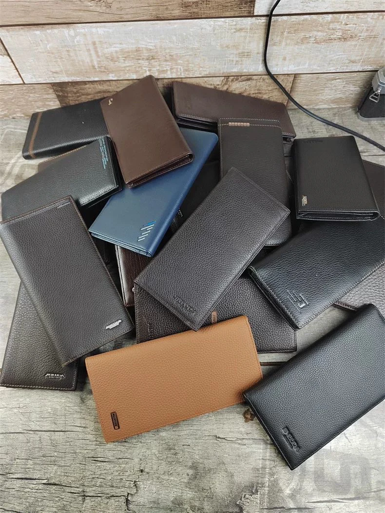 品牌专柜尾货男士真皮长款钱包卡包外贸剪标头层牛皮钱夹男
