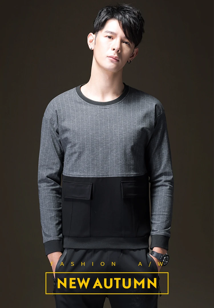 19Y15男士卫衣圆领上衣套头衫男宽松运动外套潮流男装春秋新款