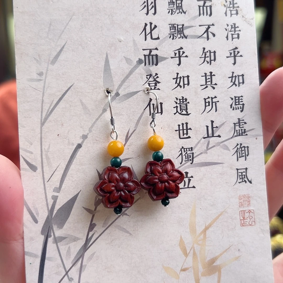 胖****挂件玛瑙银S925镶嵌耳环