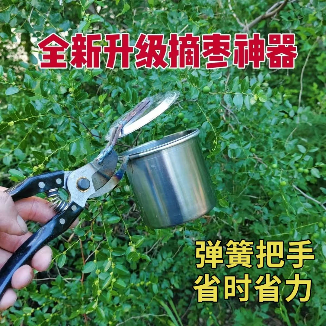 新款不锈钢酸枣采摘神器手持省力弹簧把手采果器手动摘枣花椒神器