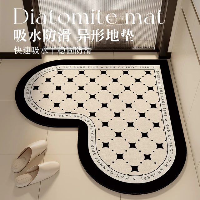浴室地垫心形硅藻泥快速吸水耐脏脚垫地毯卫生间厕所门口防滑垫子
