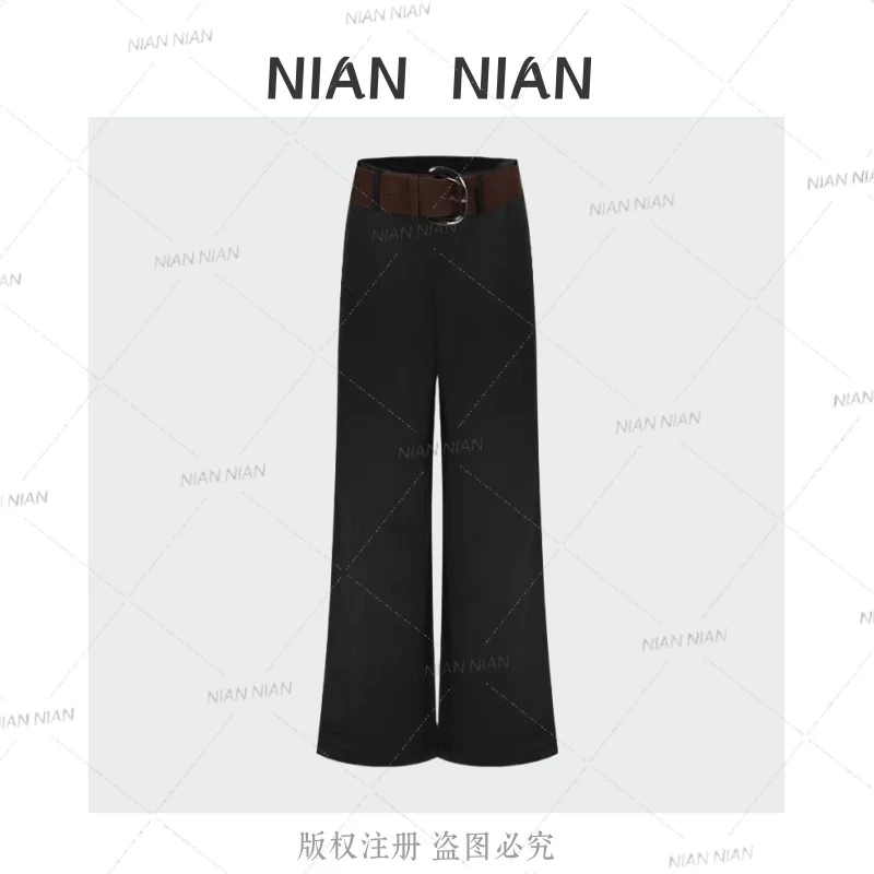 【初秋傍晚】年年2025新款秋冬高腰小个子垂感显瘦气质直筒阔腿裤