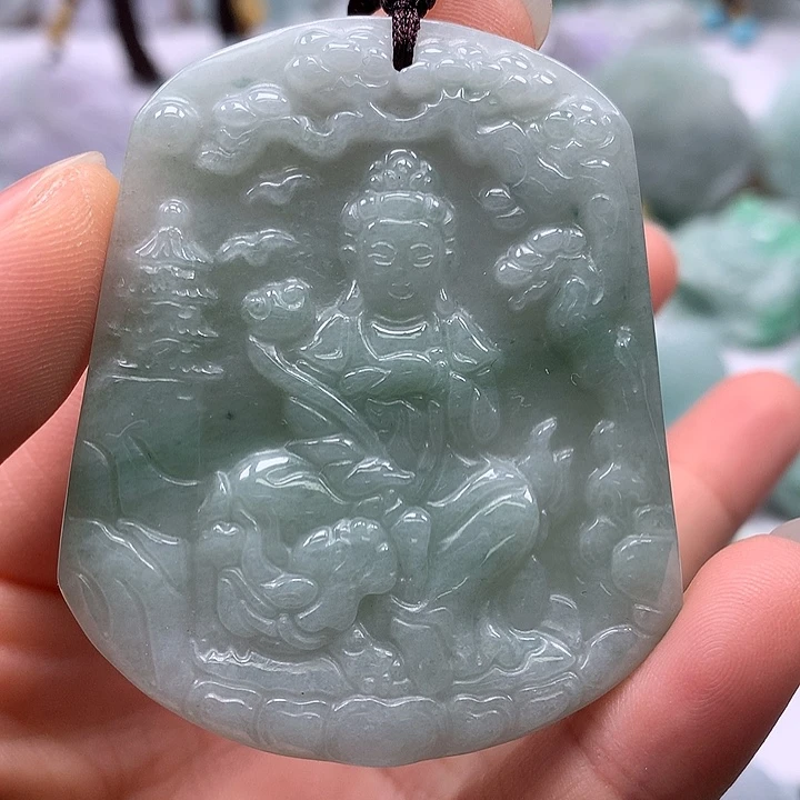 翡翠未镶嵌颈饰文殊菩萨福利