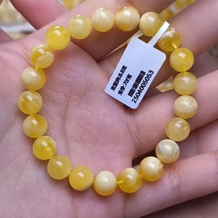 未镶嵌蜜蜡手串9小加圆珠手串