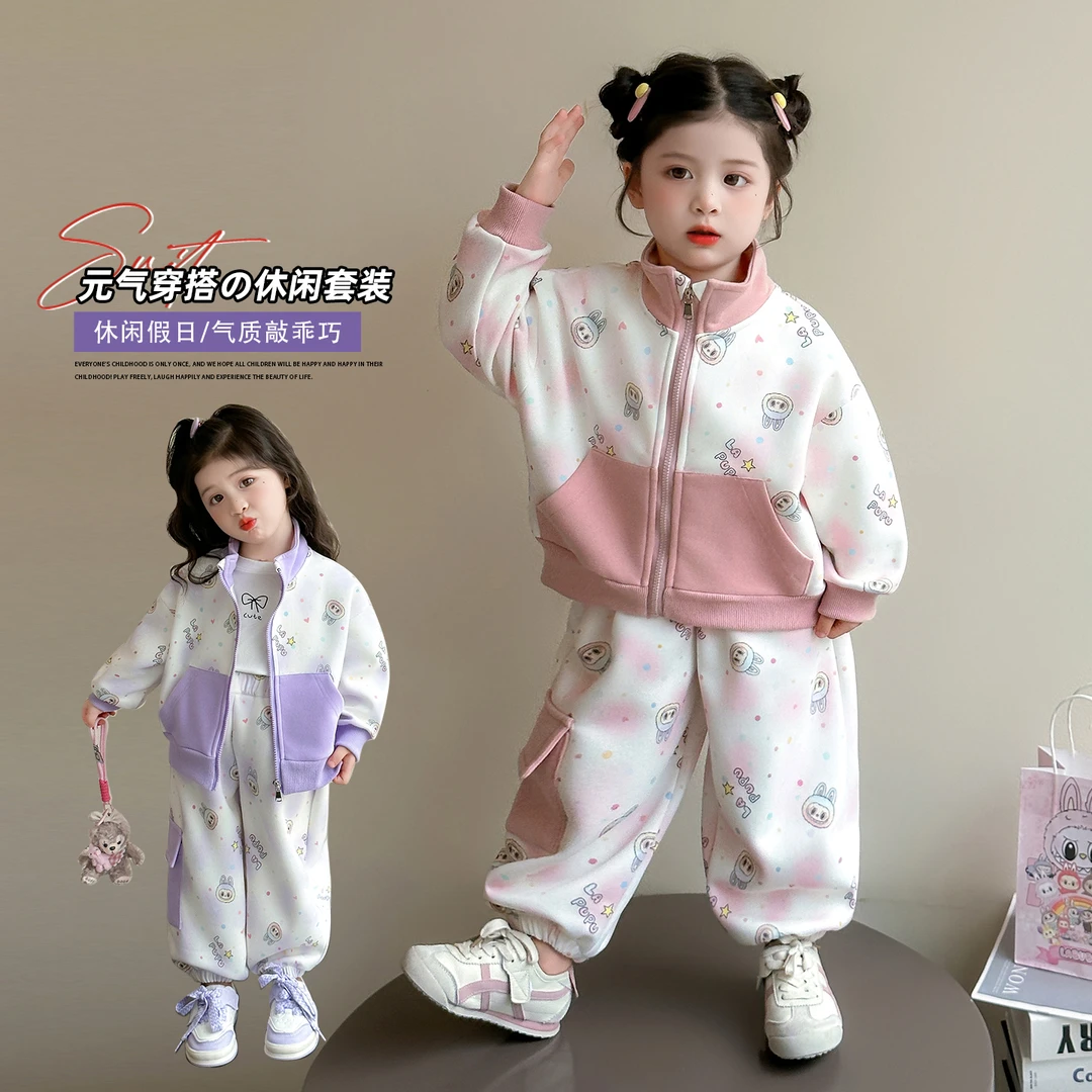 可爱独特萌趣儿童洋气休闲套装春秋款女童潮服童装秋季宝宝衣服