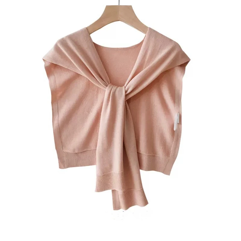 安可拉红初秋披肩外搭女10%羊毛新款薄款针织高级坎肩空调小搭肩