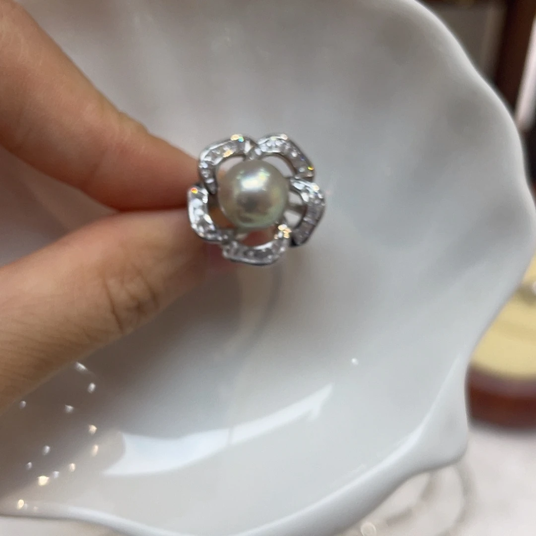 海水珍珠戒指银S925镶嵌