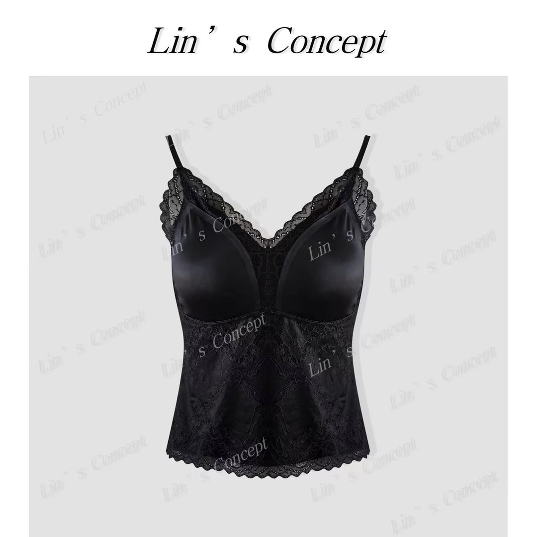 【Lin's concept】内穿外搭秋冬时髦法式蕾丝保暖背心DL2406633