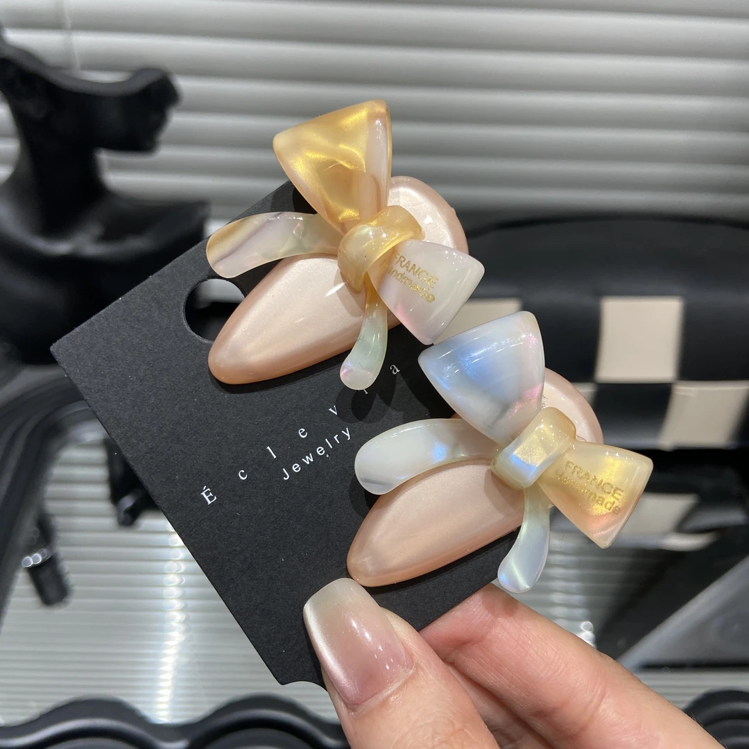 E4066少女心回归！醋酸蝴蝶结发饰甜美气质侧边夹刘海夹碎发鸭嘴夹